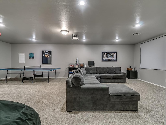 7821 Lindsay Ln, Edmond, OK 73025 - carpeted living room featuring baseboards and recessed lighting