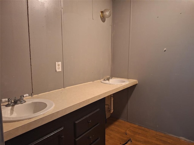 18451 Rolling Oak Rd, Newalla, OK 74857 - bathroom with wood finished floors and vanity