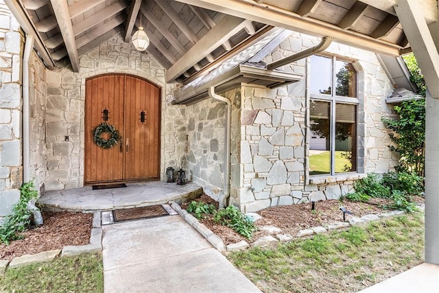 6540 S Donna Ln, Oklahoma City, OK 73150 - property entrance with stone siding