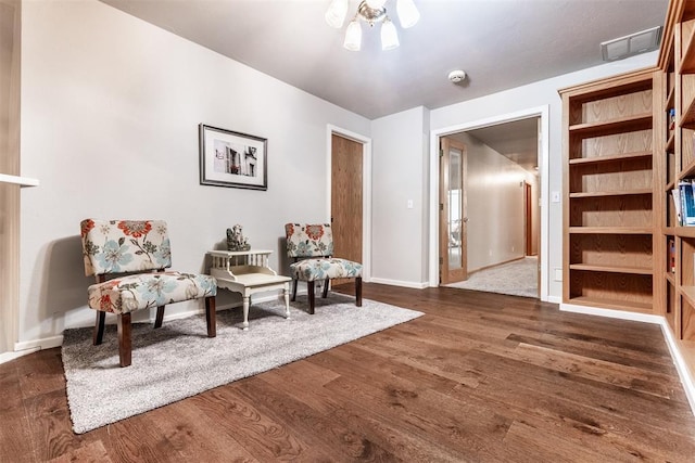 6540 S Donna Ln, Oklahoma City, OK 73150 - living area with dark wood finished floors and a ceiling fan