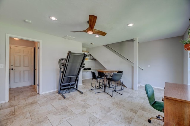 6348 Hyde Park Dr, Oklahoma City, OK 73162 - office space featuring recessed lighting and a ceiling fan