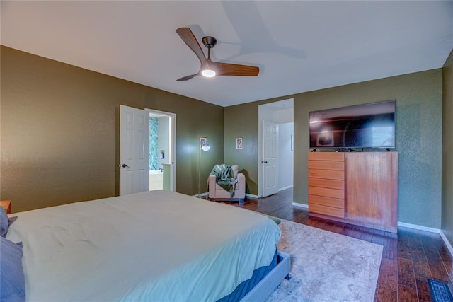6348 Hyde Park Dr, Oklahoma City, OK 73162 - bedroom featuring dark wood finished floors and a ceiling fan