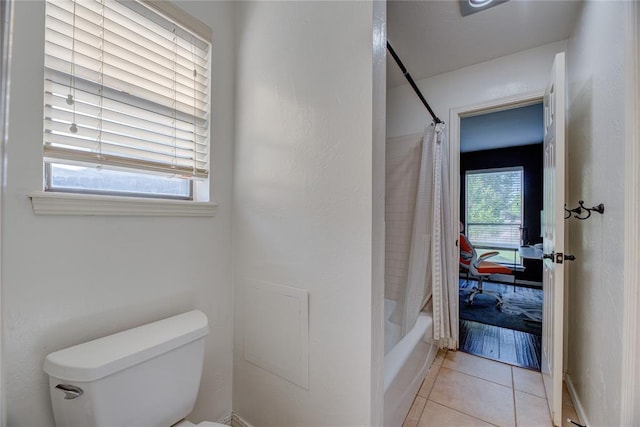 6348 Hyde Park Dr, Oklahoma City, OK 73162 - bathroom featuring tile patterned floors and shower / bath combo with shower curtain