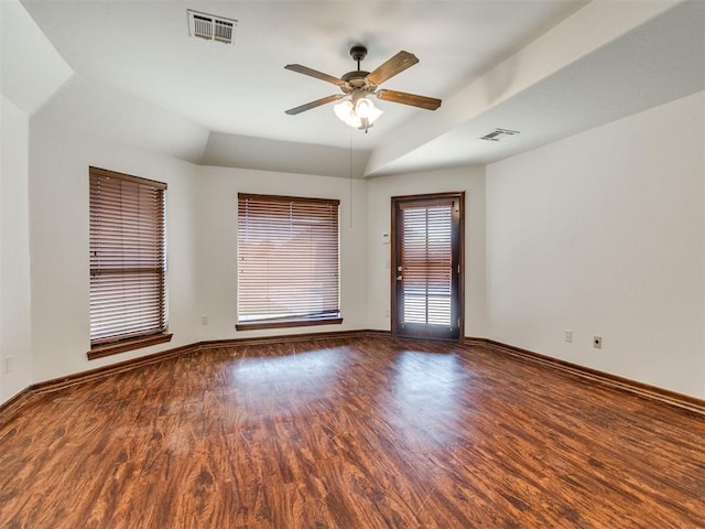 17104 Wales Green Ave, Edmond, OK 73012 - unfurnished room with wood finished floors and ceiling fan