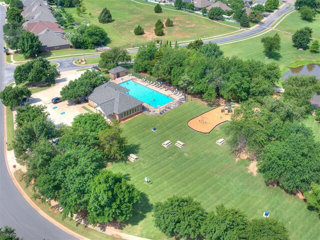 17104 Wales Green Ave, Edmond, OK 73012 - bird's eye view of a pool area