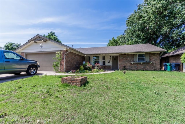 5717 NW 31st Ter, Oklahoma City, OK 73122 - single story home featuring brick siding, an attached garage, and a front lawn