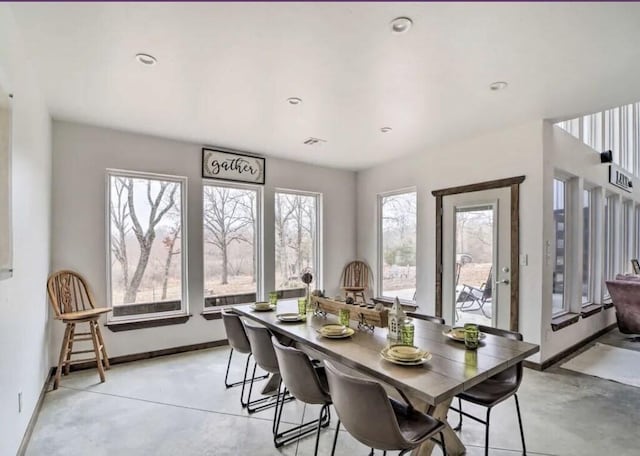 115008 S 4292nd Rd, Porum, OK 74455 - dining room featuring finished concrete floors and recessed lighting