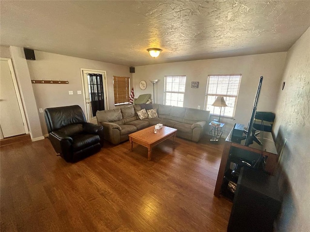 273 N Elm St Unit 1, Eufaula, OK 74432 - living room featuring wood finished floors and a textured ceiling