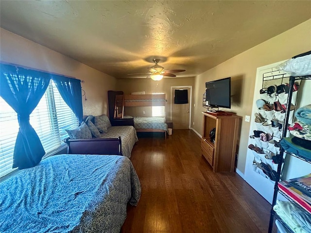 273 N Elm St Unit 1, Eufaula, OK 74432 - bedroom featuring wood finished floors, multiple windows, and a ceiling fan