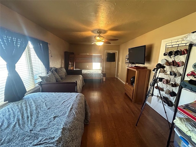 273 N Elm St Unit 1, Eufaula, OK 74432 - bedroom with wood finished floors, multiple windows, and ceiling fan