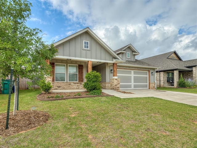 2436 NW 179th St, Edmond, OK 73012 - craftsman inspired home with brick siding, driveway, board and batten siding, and a garage