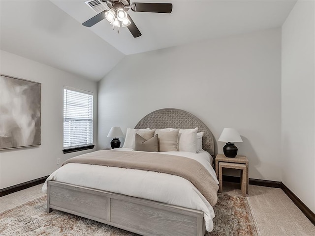 2436 NW 179th St, Edmond, OK 73012 - bedroom with carpet, vaulted ceiling, and ceiling fan
