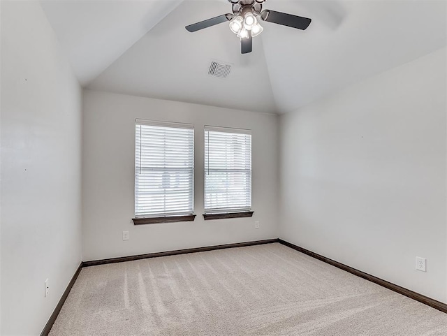 2436 NW 179th St, Edmond, OK 73012 - spare room with vaulted ceiling, carpet flooring, and ceiling fan