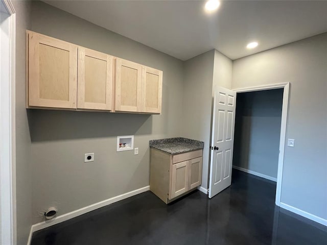 17008 County St Unit 2750, Minco, OK 73059 - laundry room with hookup for a washing machine, hookup for an electric dryer, cabinet space, and recessed lighting