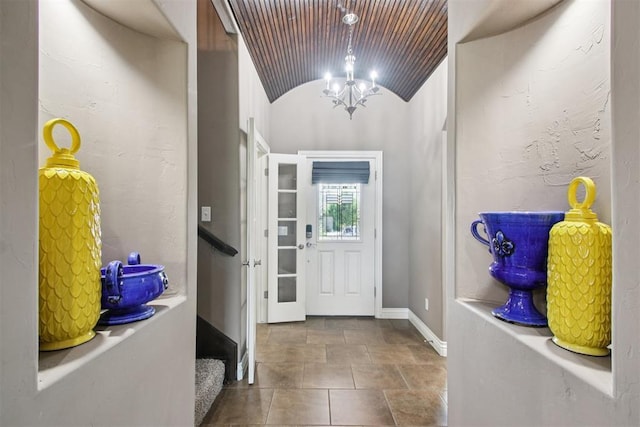 8401 NW 140th St, Oklahoma City, OK 73142 - foyer entrance with lofted ceiling and a chandelier