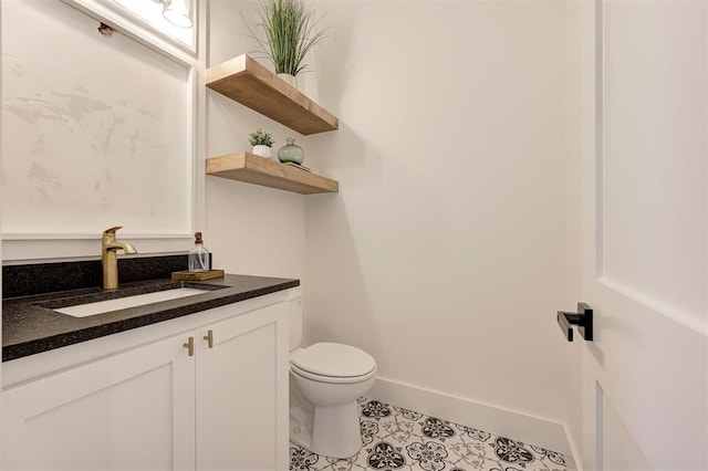 1801 Cedar Valley Mnr, Guthrie, OK 73044 - half bathroom featuring tile patterned floors and vanity