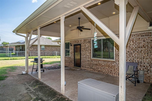 912 S Boynton Ave, El Reno, OK 73036 - view of patio / terrace with a ceiling fan and grilling area