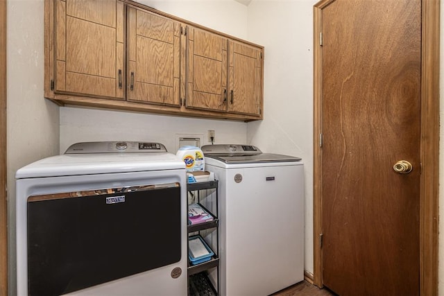 912 S Boynton Ave, El Reno, OK 73036 - washroom featuring independent washer and dryer and cabinet space