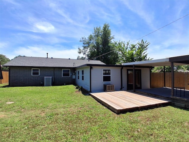 814 E Midland St, Shawnee, OK 74804 - rear view of property with a deck and brick siding