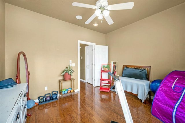 817 NW 76th St, Lawton, OK 73505 - bedroom featuring wood finished floors and a ceiling fan