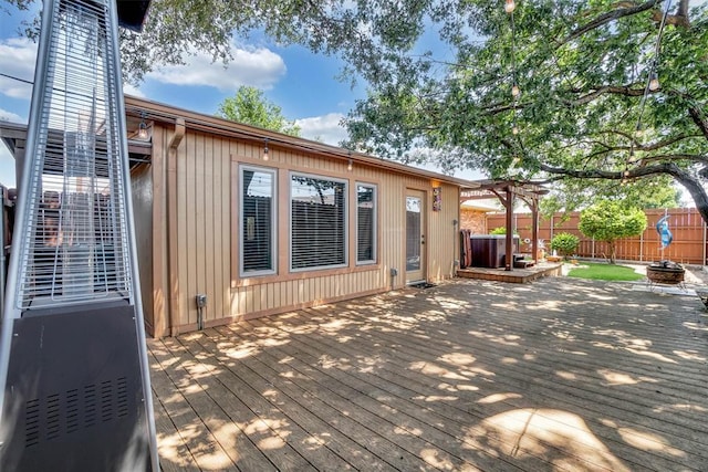 3217 Quail Cir, Altus, OK 73521 - wooden terrace with an outdoor fire pit