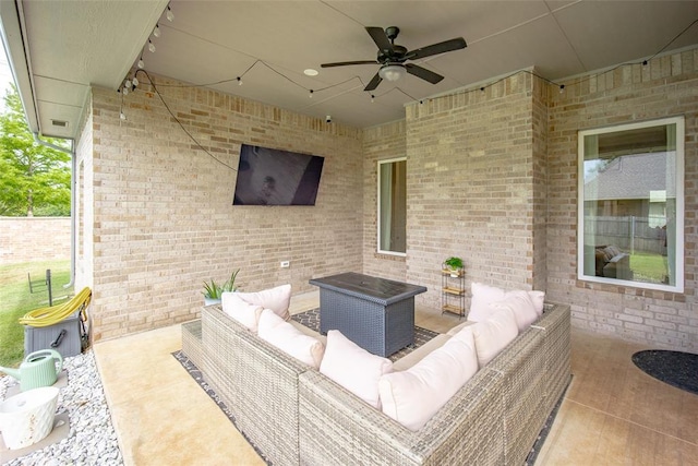 1540 17th Pl, Newcastle, OK 73065 - view of patio / terrace featuring an outdoor living space and a ceiling fan
