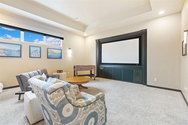 1605 Hidden Lake Dr, Edmond, OK 73034 - carpeted cinema with a raised ceiling and recessed lighting