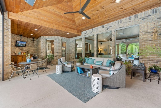 1605 Hidden Lake Dr, Edmond, OK 73034 - view of patio with an outdoor living space, ceiling fan, and outdoor dining space