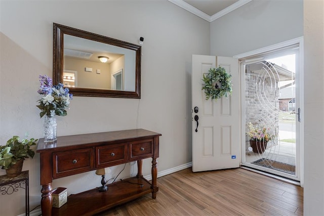 1604 Central Pkwy, Norman, OK 73071 - foyer entrance with light wood-type flooring and crown molding