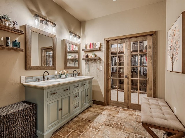 4920 W Forrest Hills Rd, Guthrie, OK 73044 - full bath featuring stone tile floors and double vanity
