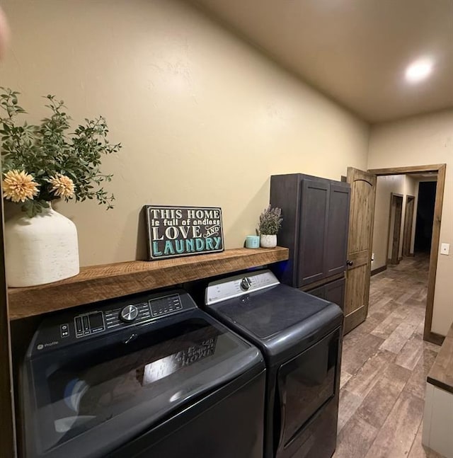 4920 W Forrest Hills Rd, Guthrie, OK 73044 - washroom with separate washer and dryer and light wood finished floors
