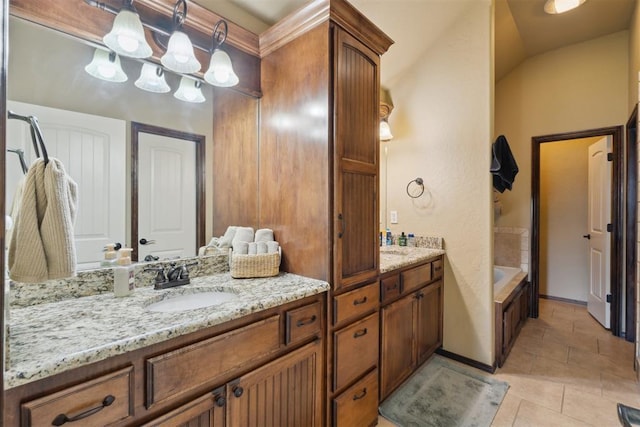 12816 NW 6th St, Yukon, OK 73099 - full bath with vanity, a bathtub, and tile patterned floors