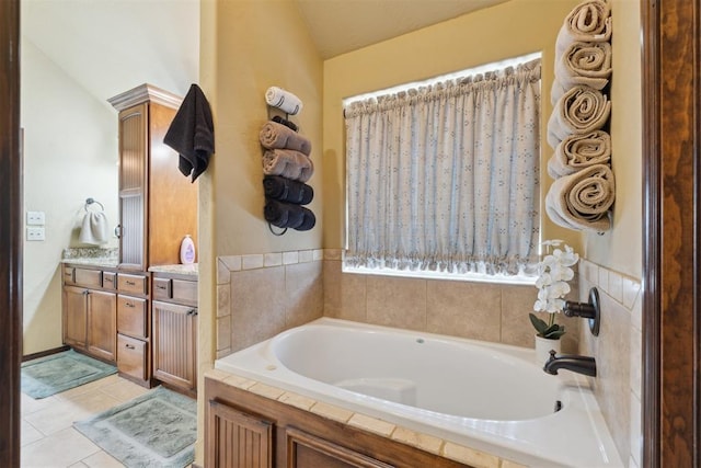 12816 NW 6th St, Yukon, OK 73099 - full bath with a garden tub, vanity, and tile patterned floors