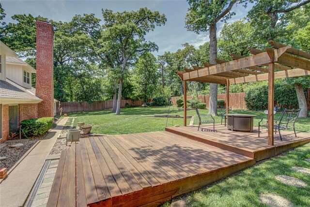 4973 NW 31st Ter, Oklahoma City, OK 73122 - wooden deck featuring a fenced backyard and a pergola