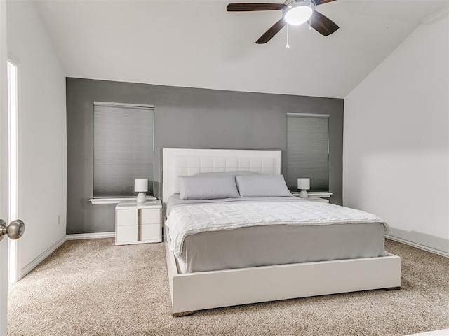 19940 Vivace Ct, Edmond, OK 73013 - carpeted bedroom with lofted ceiling and a ceiling fan