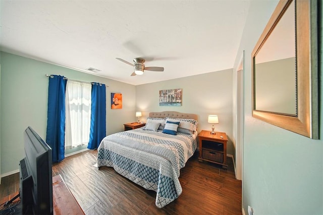 7617 N Ann Arbor Ave, Oklahoma City, OK 73132 - bedroom featuring wood finished floors and ceiling fan