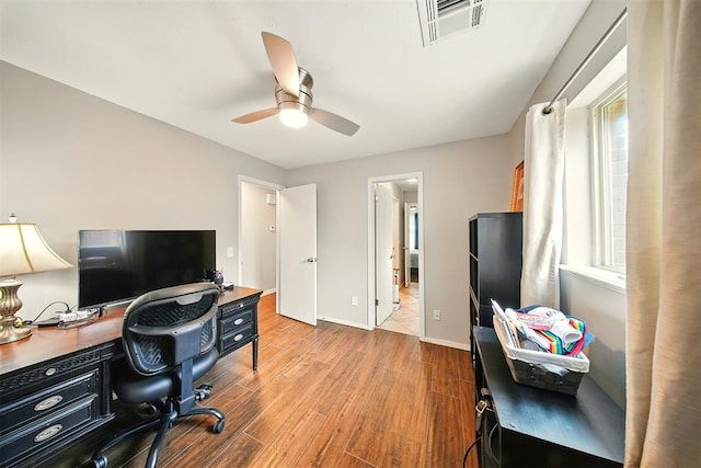 7617 N Ann Arbor Ave, Oklahoma City, OK 73132 - office space with ceiling fan and wood finished floors