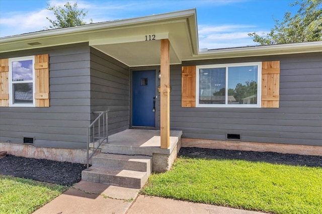 112 Asbill Ave, Yukon, OK 73099 - doorway to property featuring crawl space