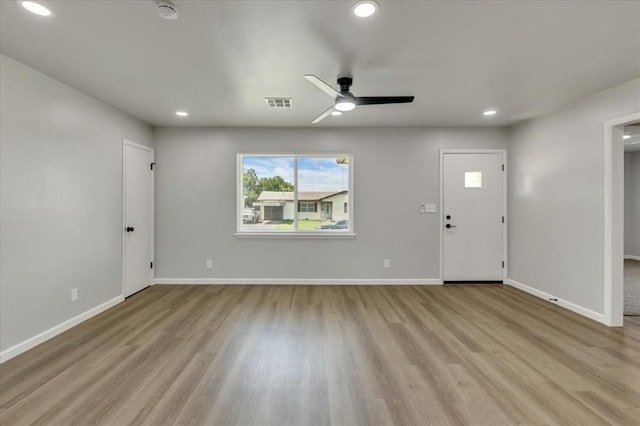112 Asbill Ave, Yukon, OK 73099 - foyer with ceiling fan, recessed lighting, and light wood-style flooring