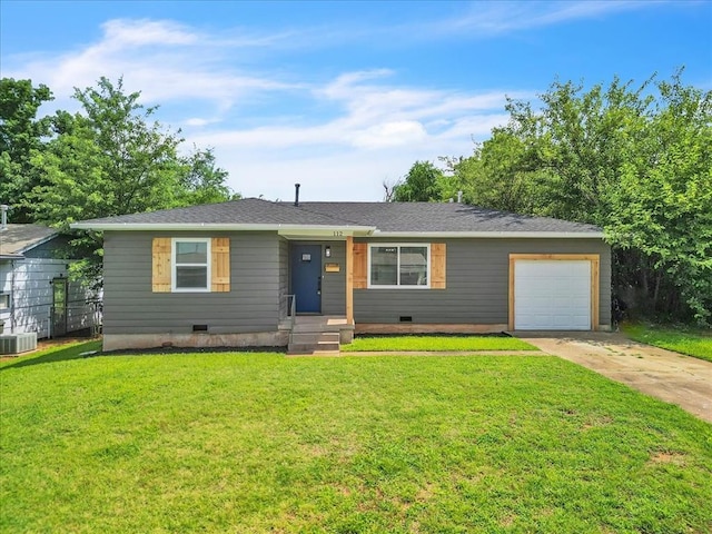 112 Asbill Ave, Yukon, OK 73099 - single story home with crawl space, driveway, a garage, and a front lawn