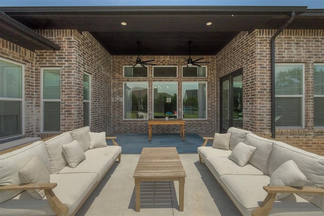 3824 Library Ln, Edmond, OK 73034 - view of patio / terrace with outdoor lounge area and a ceiling fan