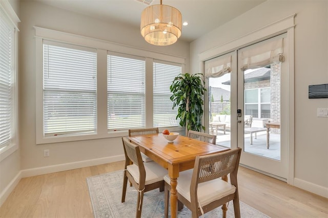 3824 Library Ln, Edmond, OK 73034 - dining space with light wood-style flooring, french doors, recessed lighting, and a chandelier