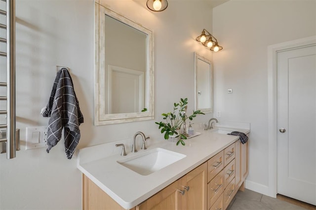 3824 Library Ln, Edmond, OK 73034 - full bath featuring double vanity and tile patterned floors
