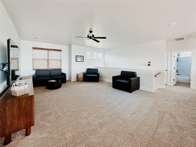 118900 S 4213th Rd, Eufaula, OK 74432 - carpeted living area featuring ceiling fan and baseboards
