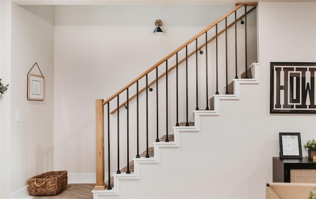 118900 S 4213th Rd, Eufaula, OK 74432 - stairway with baseboards and carpet floors