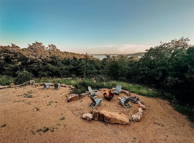118900 S 4213th Rd, Eufaula, OK 74432 - view of yard featuring a fire pit