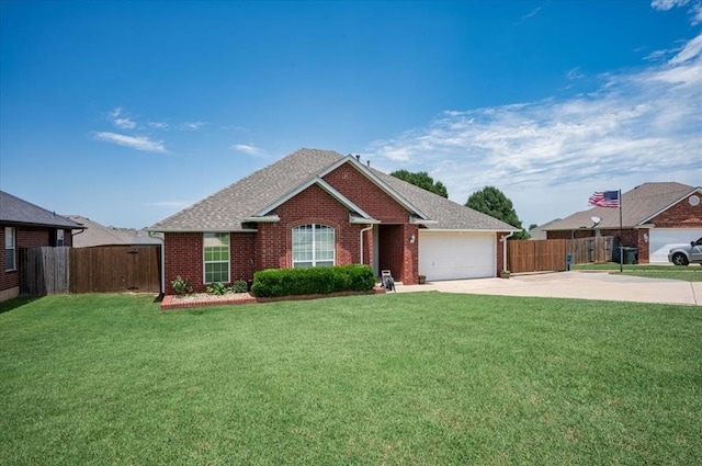 11517 Brighton Ct, Midwest City, OK 73130 - ranch-style home with driveway, brick siding, a garage, and roof with shingles
