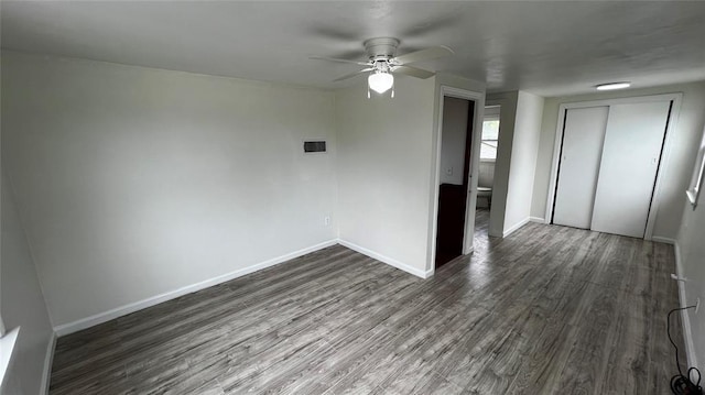 425 Mohawk Dr, Pauls Valley, OK 73075 - empty room featuring ceiling fan and dark wood-type flooring