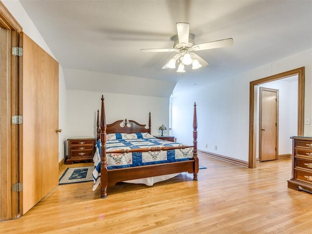 1124 Hill View Dr, Guthrie, OK 73044 - bedroom featuring light wood-style flooring and ceiling fan