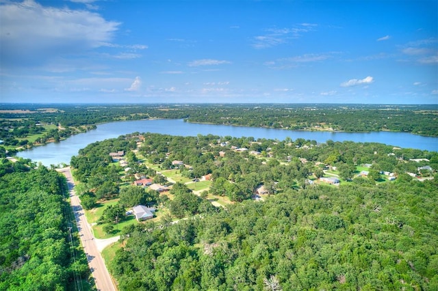1124 Hill View Dr, Guthrie, OK 73044 - aerial view of property's location with a nearby body of water and a heavily wooded area